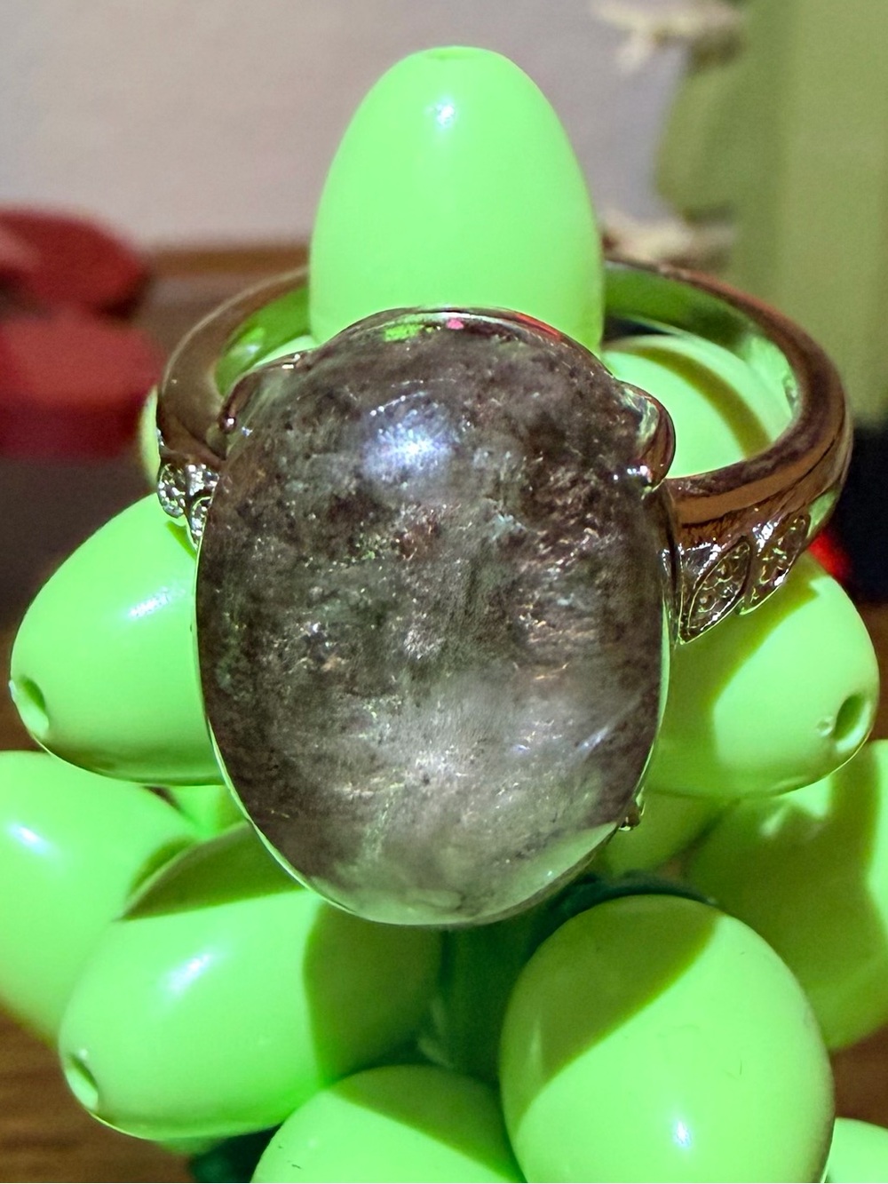 Lodalite (Garden Quartz) Ring - White Bronze - Picture 5 of 7
